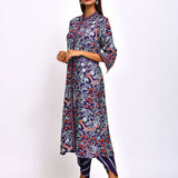 Morbagh Navy Printed Embroidered Jaal Kurta with Pants
