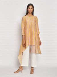 Blush Printed Embroidered Asymmetrical Kurta Set