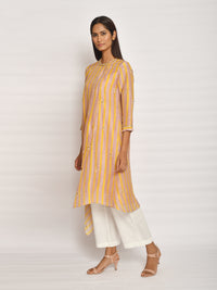Blush Printed Embroidered Asymmetrical Kurta Set