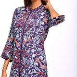 Morbagh Navy Printed Embroidered Jaal Kurta with Pants
