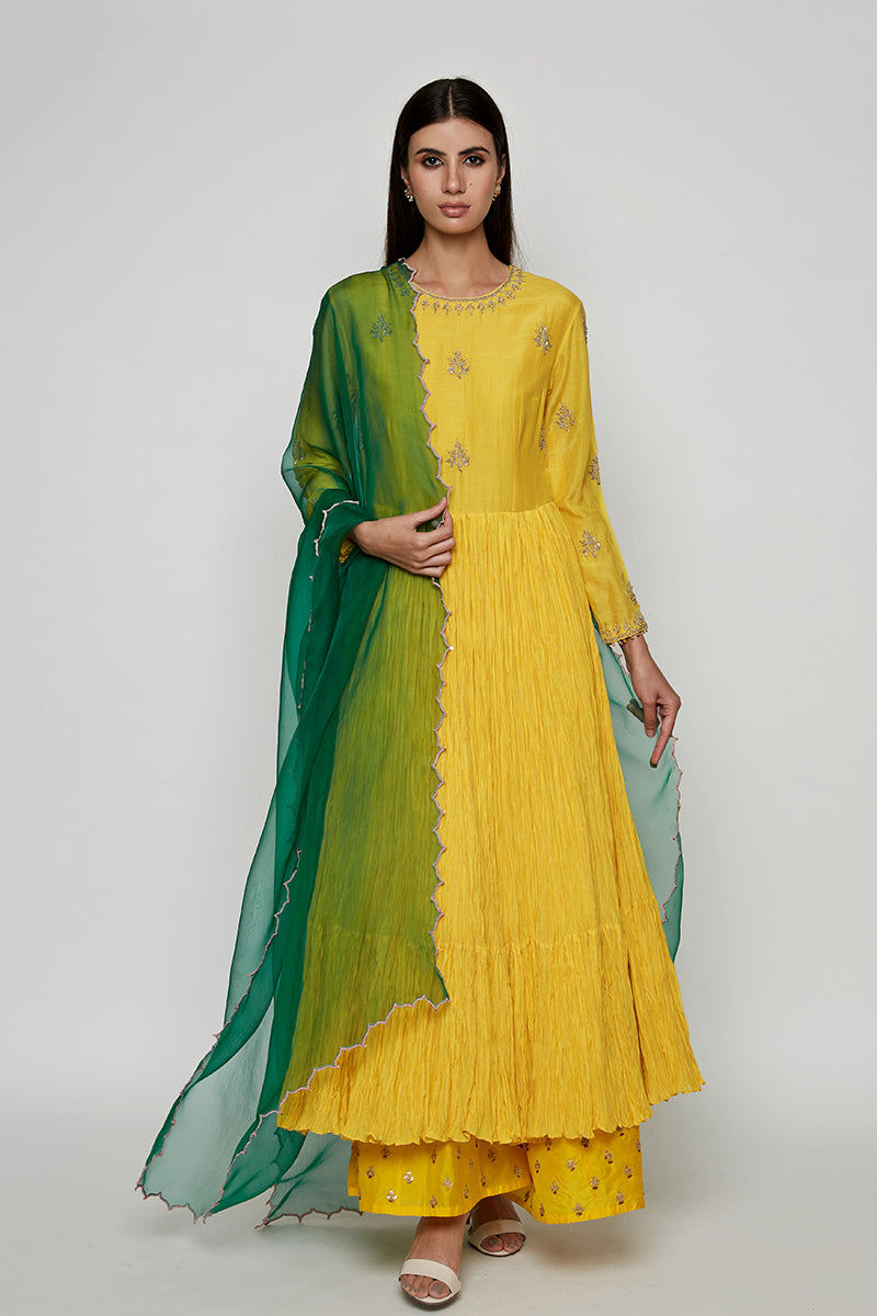 Yellow Marodi Kurta Set