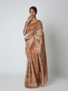 Brown Shibori Chanderi Saree with Embroidered Blouse