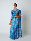 Blue Shibori Chanderi Saree with Embroidered Blouse