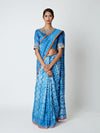 Blue Shibori Chanderi Saree with Embroidered Blouse