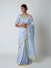 Powder Blue Shibori Chanderi Saree with Embroidered Blouse