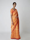 Orange Shibori Chanderi Saree with Embroidered Blouse