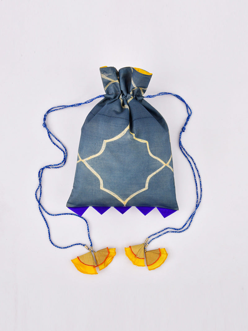 Charcoal Shibori Potli Bag