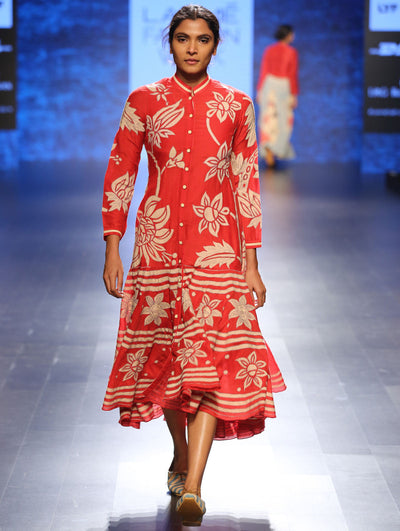 Dia Mirza In Our Bagh Applique Crimson Dress