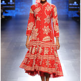 Dia Mirza In Our Bagh Applique Crimson Dress