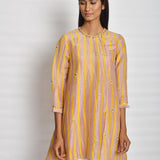 Blush Printed Embroidered Asymmetrical Kurta Set
