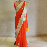 Tangerine Gota Patti Saree