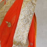 Tangerine Gota Patti Saree