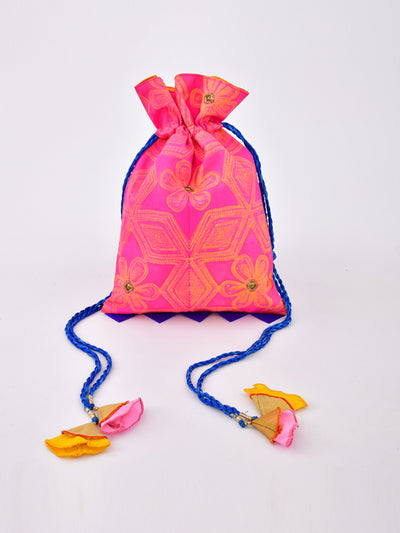 Raspberry Shibori Potli Bag