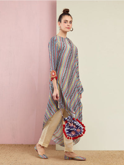 Grey Morbagh Tribal Stripes Tunic