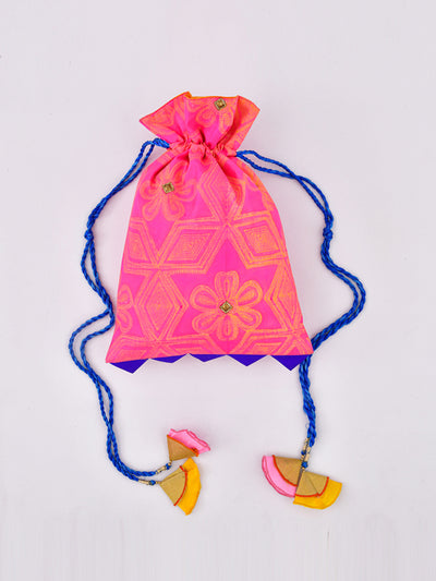 Raspberry Shibori Potli Bag