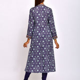 Kamal Navy Printed Embroidered Jaal Kurta with Pants