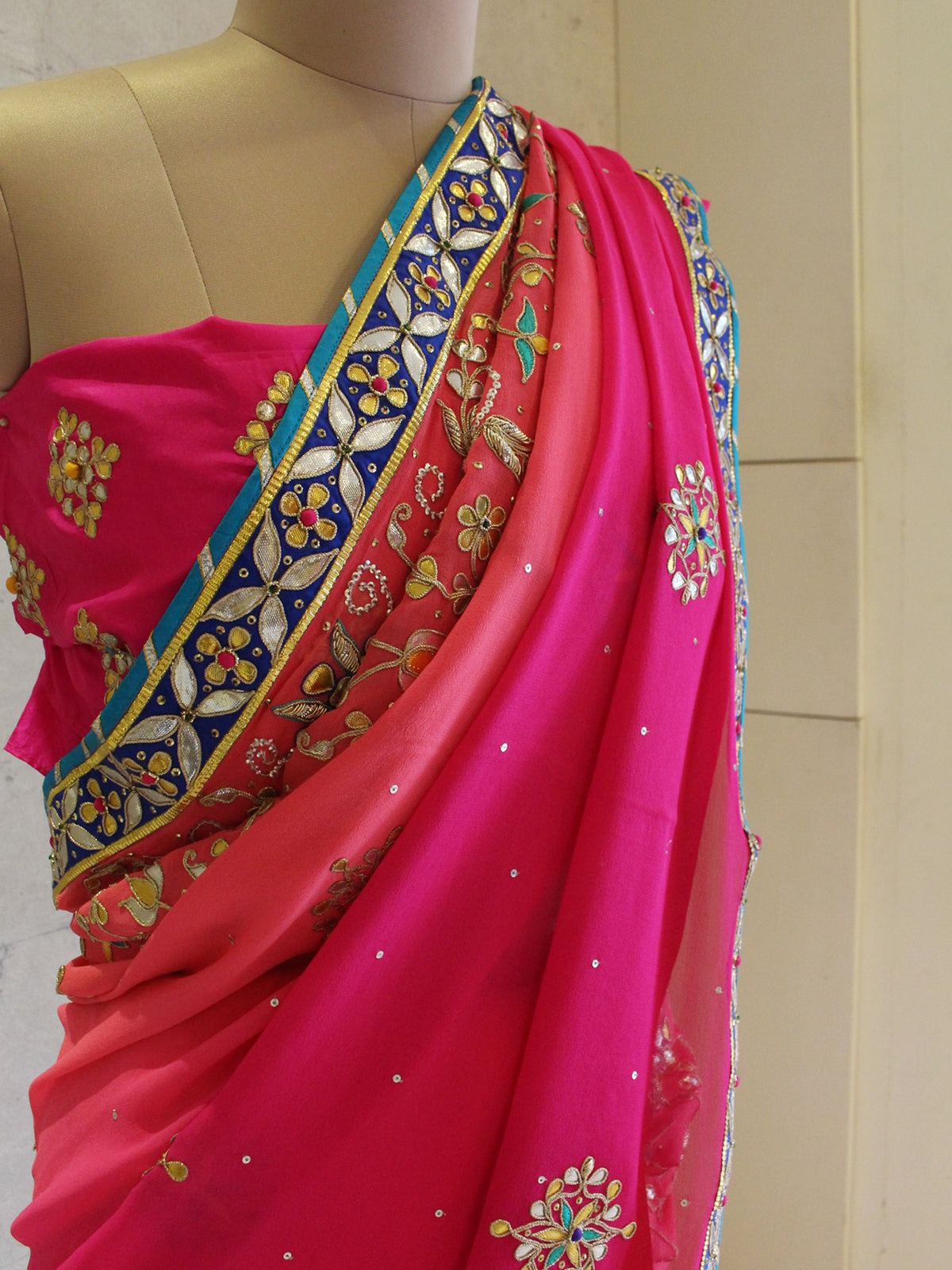 Pink Shades Gota Saree