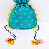 Turquoise Small Buta Shibori Potli Bag