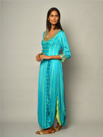 Turquoise Stripe Dhoti Dress - Swati Vijaivargie