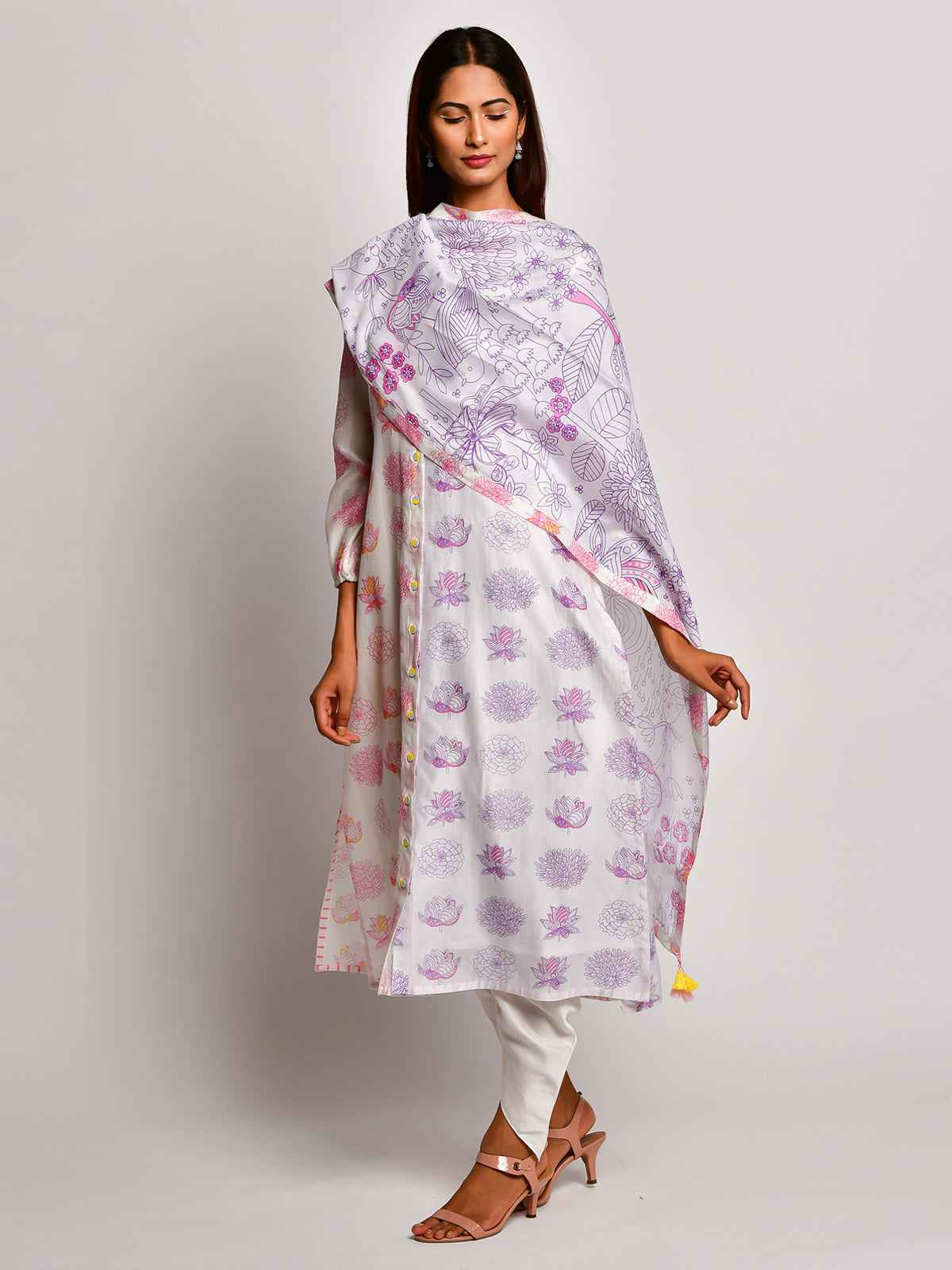 Bloom Purple Jaal Chanderi Dupatta