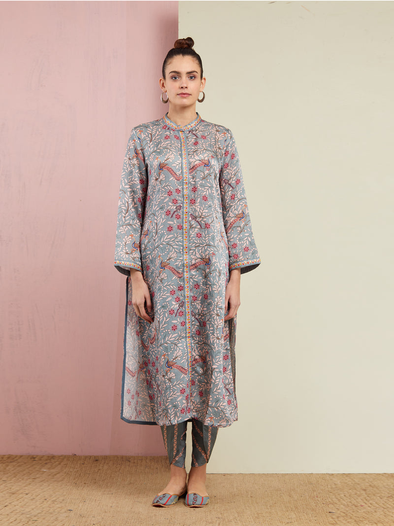 Morbagh Grey Printed Kurta