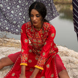Morbagh Red Heavy Yoke Embroidered Kurta Set