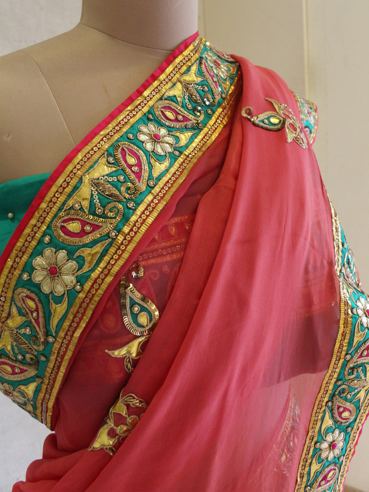Pink Shades Gota Saree