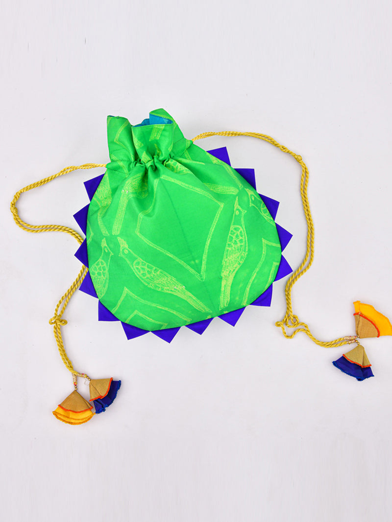 Green Shibori Potli Bag