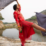 Morbagh Red Heavy Yoke Embroidered Kurta Set