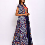 Morbagh Printed Embroidered Jacket With Crop Top And Lehenga