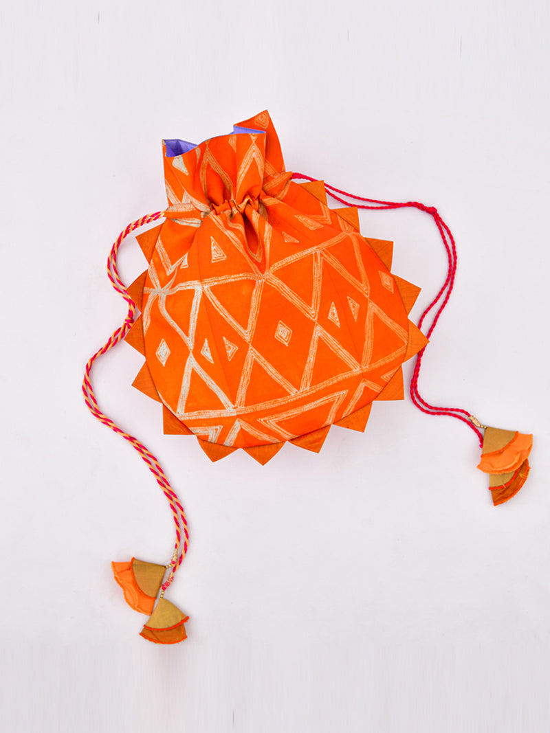 Tangerine Shibori Potli Bag