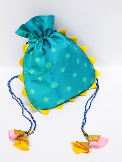 Turquoise Small Buta Shibori Potli Bag