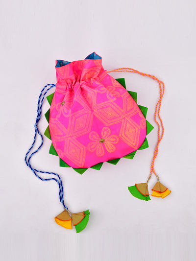 Pink Shibori Potli Bag