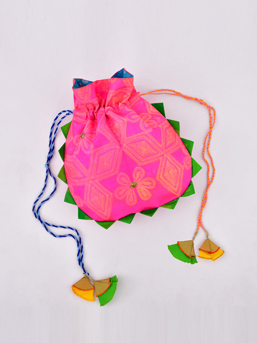 Pink Shibori Potli Bag