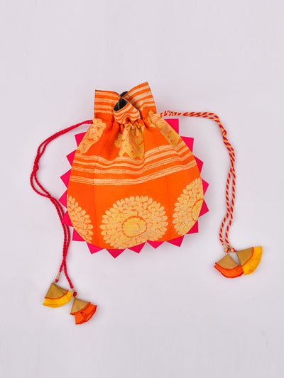 Orange Shibori Potli Bag