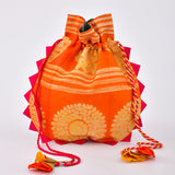 Orange Shibori Potli Bag