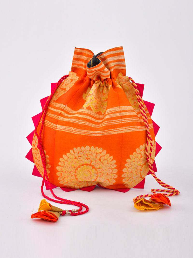 Orange Shibori Potli Bag