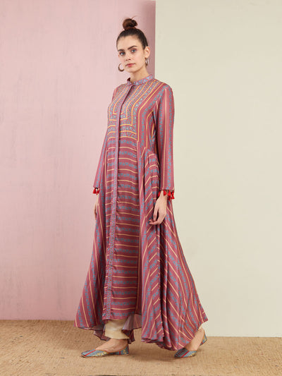 Morbagh Tribal Rose Pink Stripes Kurta