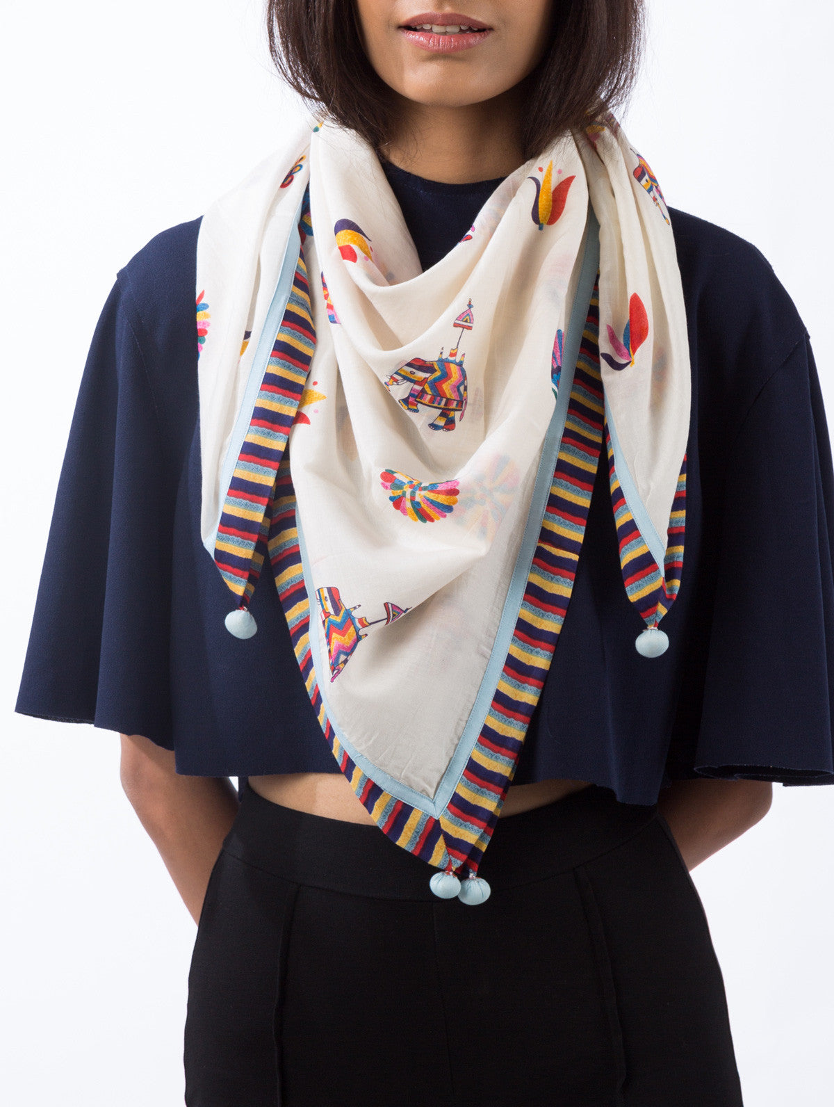 Love For Stripes Mixed Buti Printed Scarf
