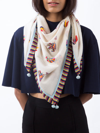 Love For Stripes Mixed Buti Printed Scarf