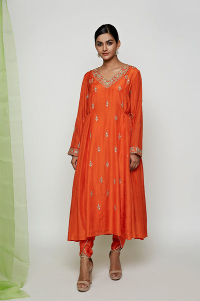 Ekrang Orange Marodi Kurta Set