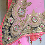 Pink Heavy Chandbali Saree