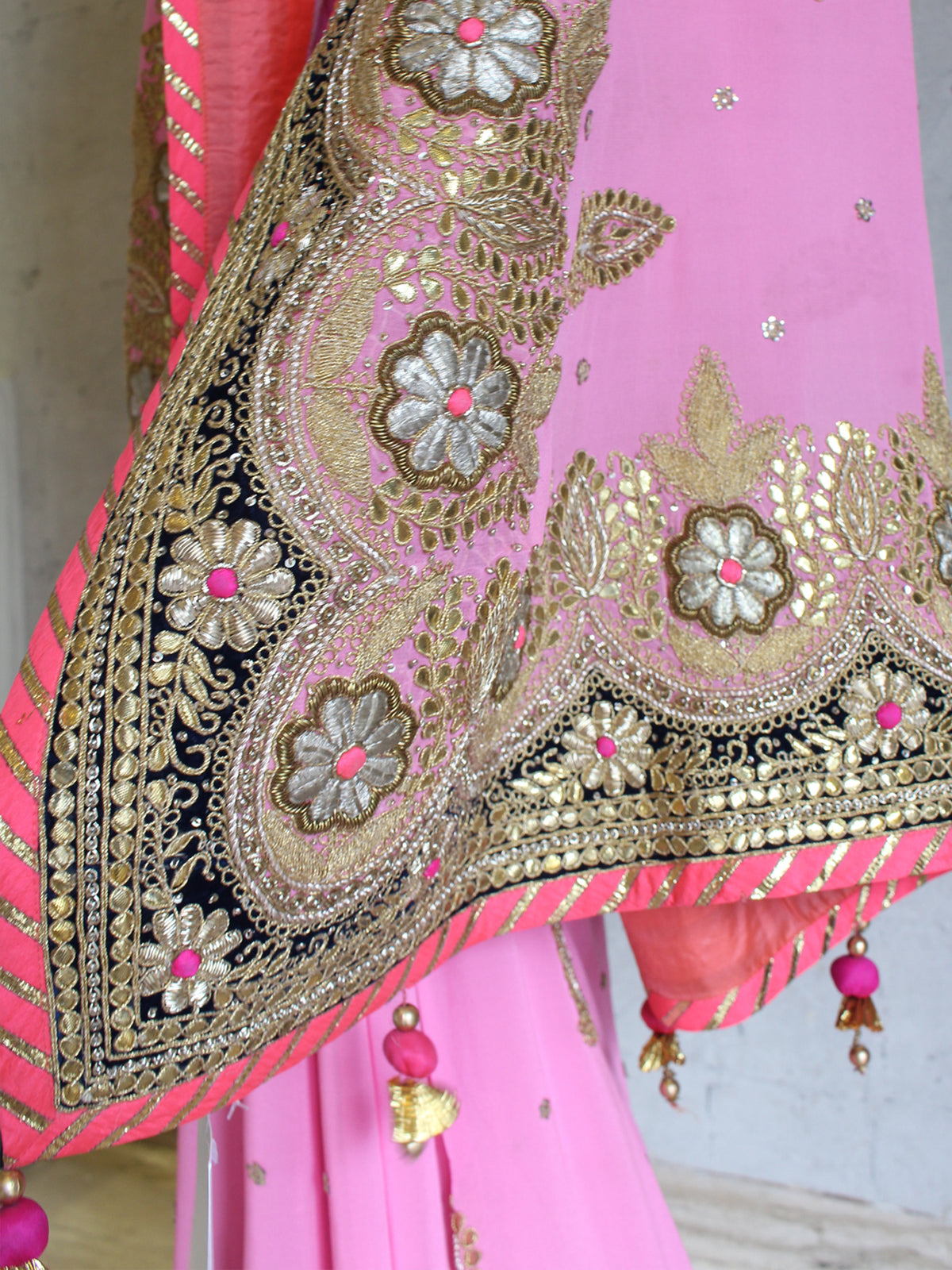 Pink Heavy Chandbali Saree