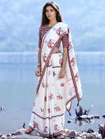 Love For Stripes Crop Top And Printed Saree - Swati Vijaivargie