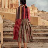 Mela Printed Chanderi Dress With Danka Embroidery
