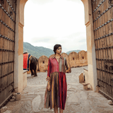Mela Printed Chanderi Dress With Danka Embroidery
