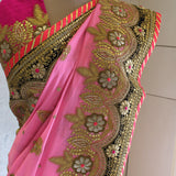 Pink Heavy Chandbali Saree