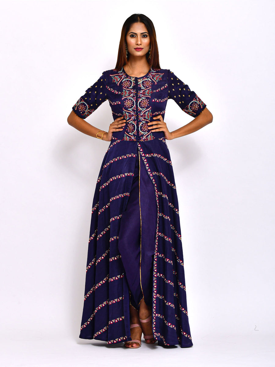 Moriya Embroidered Kurta With Dhoti Pants