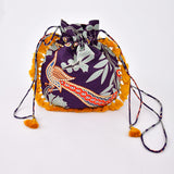Morbagh Peacock Blue Embroidered Potli Bag With Yellow Tassels