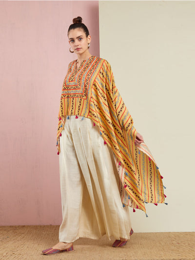 Morbagh Yellow Tribal Cape Set